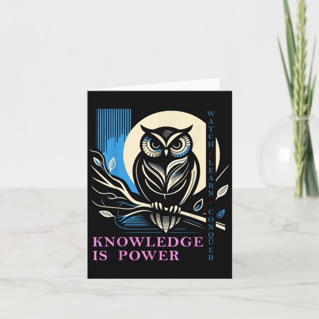 Cartão Owl - Knowledge Is Wer - Wisdom Owl Design  (Frente)