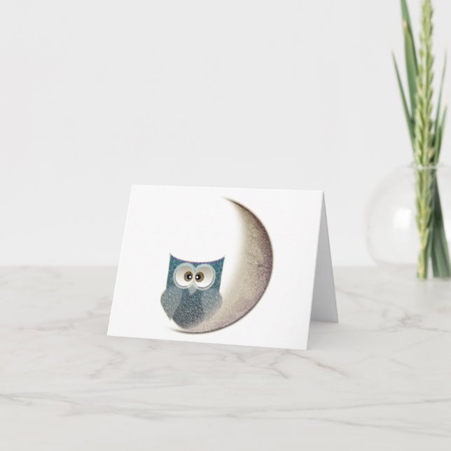Cartão Owl on the Moon (Frente)