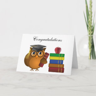 Cartão Owl with Books, Congratulations Greeting Card