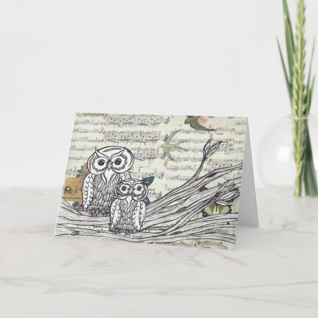 Cartão Owls 22 Greetings Card (Frente)