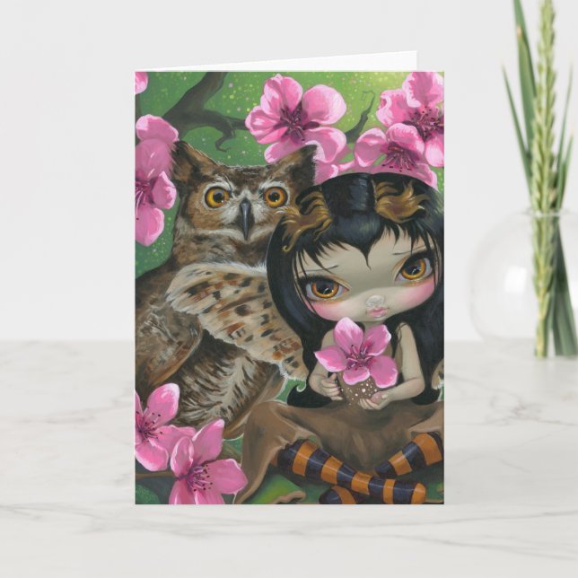 Cartão "Owlyn in the Springtime" Greeting Card (Frente)