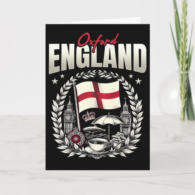 Cartão Oxford England Flag Souvenir Oxford Vacation  (Frente)