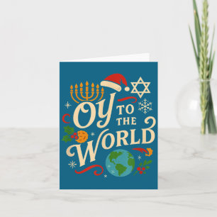 Cartão Oy Para o Mundo Hanukkah Natal Judaico Divertido