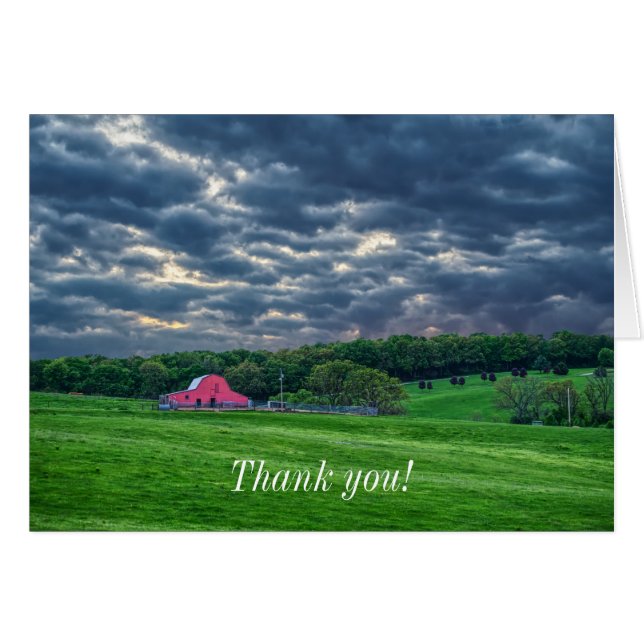 Cartão Ozarks Fazenda Nublada Sunset (Frente horizontal)