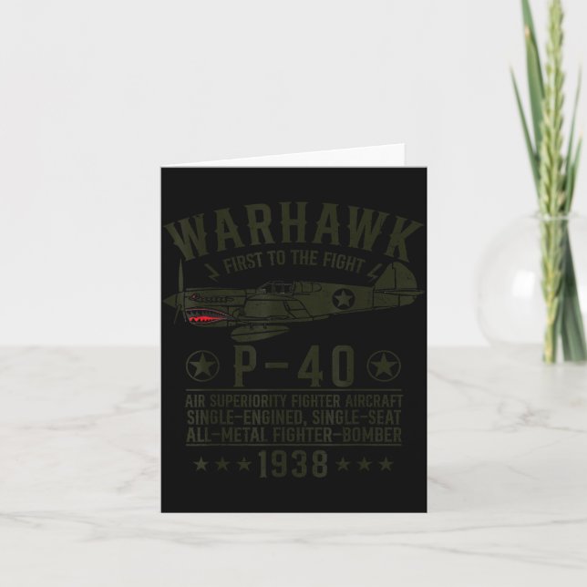 Cartão P-40 Warhawk Ww2 Fighter Aircraft First To The Fig (Frente)