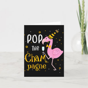 Cartão P O Champanhe É Ano Novo! Flamingo Engraçado Bebid