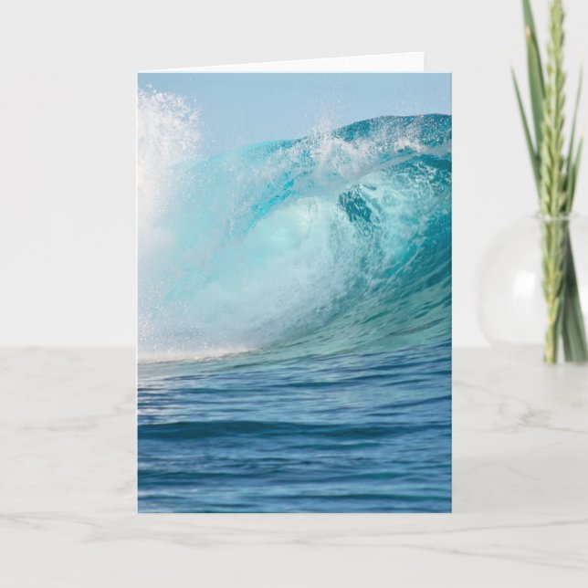 Cartão Pacific ocean big wave breaking greeting card (Frente)