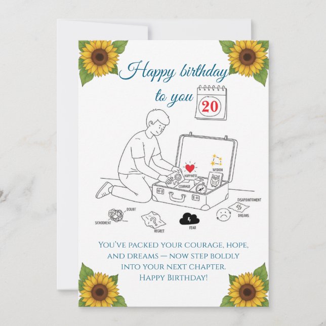 Cartão Packing for the next chapter,Birthday (Frente)