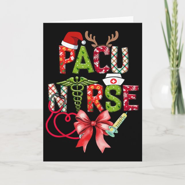 Cartão Pacu Nurse Christmas Cute Coquette Christmas Bow X (Frente)