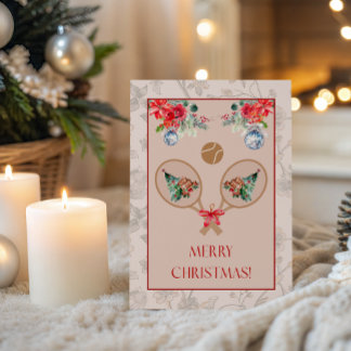 Cartão Padel Themed Christmas Card – Padel Racquet Motif