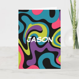 Cartão Padrão Abstrato de Neon Personalizado — Design Ret