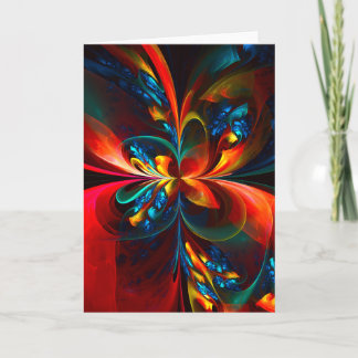 Cartão Padrão Azul Laranja-Abstrato Floral Moderno #14