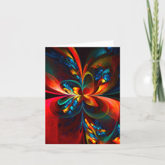 Cartão Padrão Azul Laranja-Abstrato Floral Moderno #14
