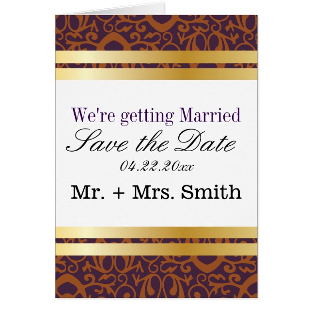 Cartão Padrão Barroco com Bandas Douradas 2 (Frente)