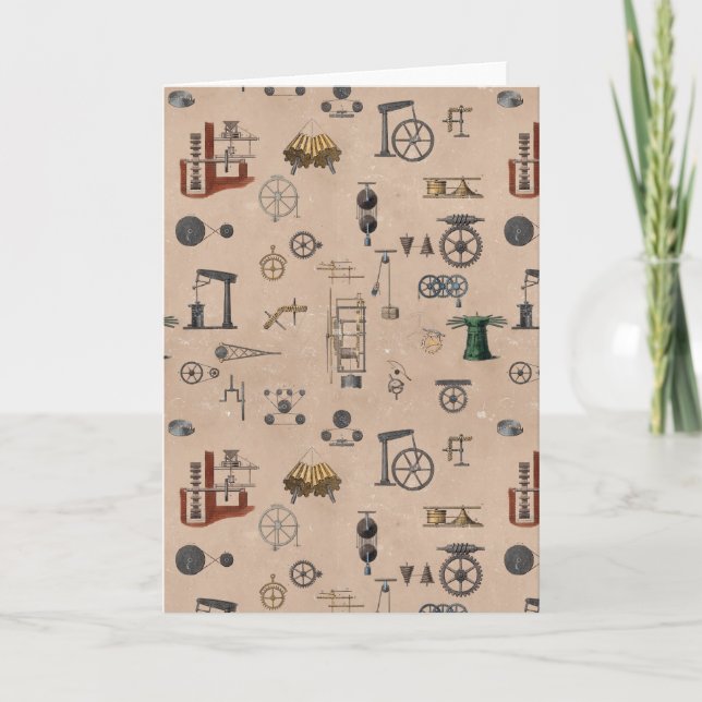 Cartão Padrão Científico Mecânico de Engenharia Antiquado (Frente)