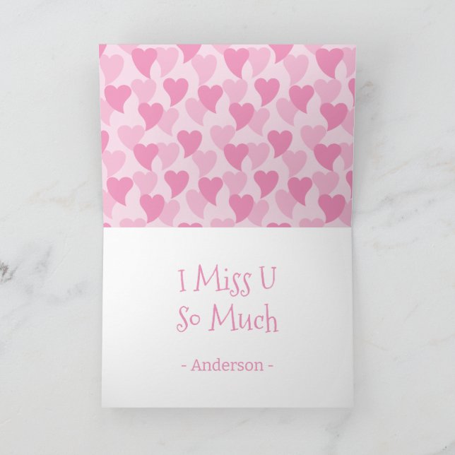 Cartão Padrão contínuo de corações encantadores rosa (Interior)