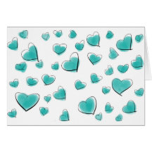 Padrão Coração Teal de Cor de Água Turquesa Cuta