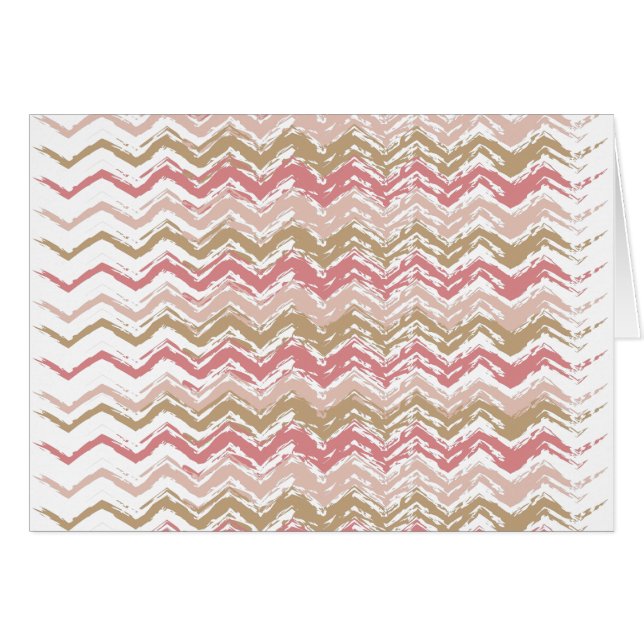 Cartão Padrão Coral Spice Scribble ZigZag Chevron (Frente Horizontal)