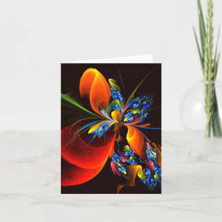 Cartão Padrão de Abstrato de Arte Floral Azul Laranja Mod