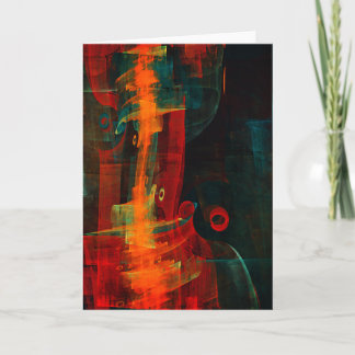 Cartão Padrão de Abstrato de Arte Moderno Vermelho Azul-L