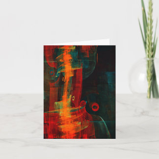 Cartão Padrão de Abstrato de Arte Moderno Vermelho Azul-L