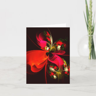 Cartão Padrão de Abstrato de Arte Vermelha Verde Floral M