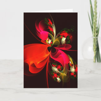 Cartão Padrão de Abstrato de Arte Vermelha Verde Floral M
