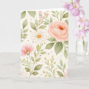 Cartão Padrão de Aquarela Floral Suave  