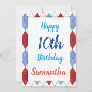 Cartão Padrão De Argyle Em Vermelho E Azul