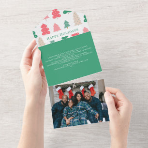 Cartão Padrão de Árvore de Natal Feliz Feriados
