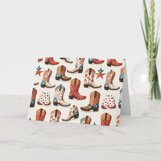 Cartão Padrão de botas de cowboy (Frente)
