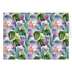 Cartão Padrão De Cactus Com Aquarela Pintada À Mão