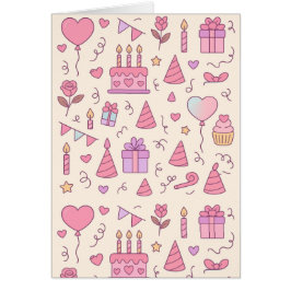 Cartão Padrão de Celebração de Festa da Princesa Doce