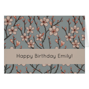 Cartão Padrão de cereja de flores cor-de-rosa elegante