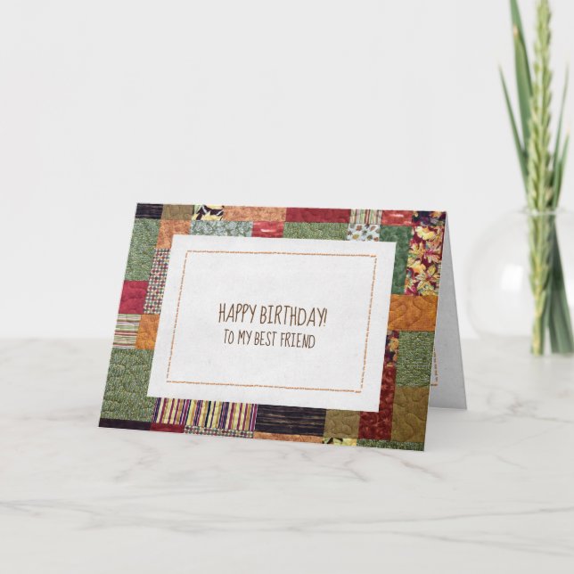 Cartão padrão de colcha de retalhos para o aniversário do (Frente)