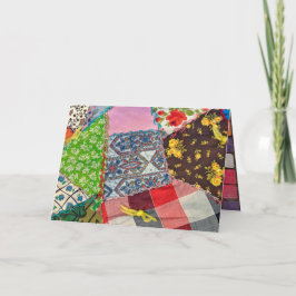 Cartão padrão de colcha louca pensando em você