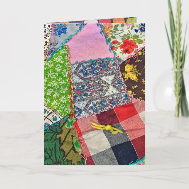 Cartão padrão de colcha louca pensando em você (Frente)