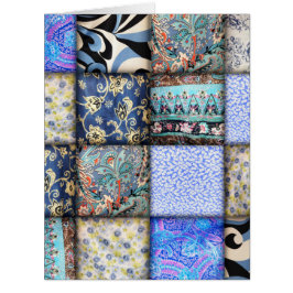 Cartão Padrão de Coleta de Patchwork do Blue Faux