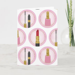 Cartão Padrão de Cosméticos de Maquiagem Rosa Cosméticos