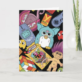 Cartão Padrão de Desenho Nostálgico dos Anos 90 Retro e T