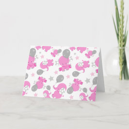 Cartão Padrão De Elefantes Rosa, Elefantes Cutes, Estrela