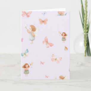 Cartão Padrão de Fada Pastel Design de Berçário Borboleta