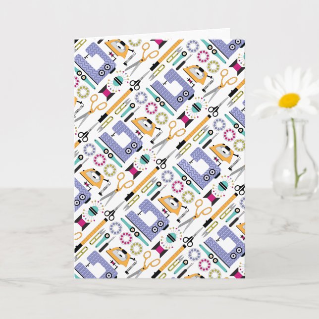 Cartão Padrão de ferramentas e suprimentos de costura mod (Planta pequena)