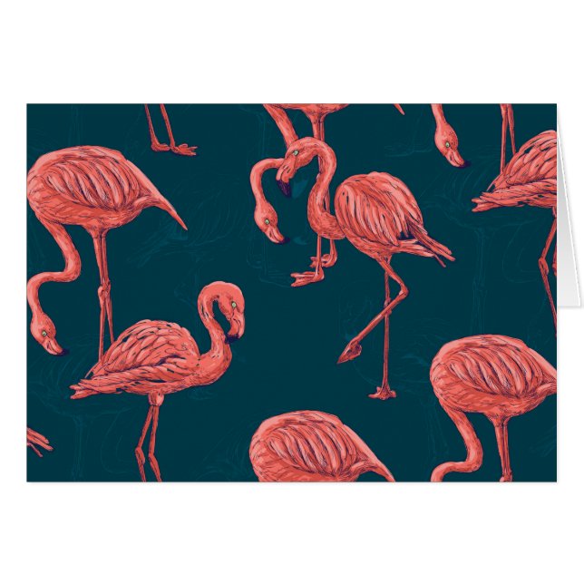 Cartão Padrão de flamingo coral vivo (Frente Horizontal)