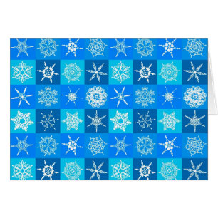 Cartão Padrão de Flocos de Neve Azul
