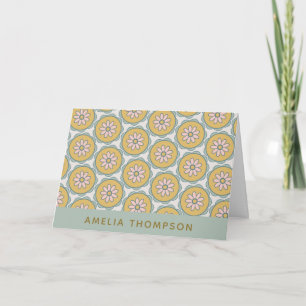 Cartão Padrão de Flor de Mandala Retro Boho Personalizado