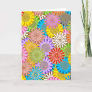 Cartão Padrão de Flor Hippie Caótico Colorido Vibrante