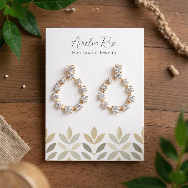 Cartão Padrão de Folhagem de bege Sutil (Wallpaper Foliage Print)