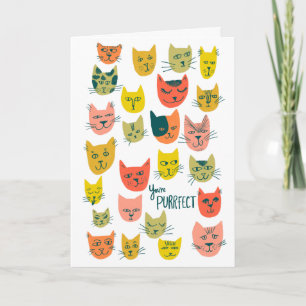 Cartão Padrão de gato colorido bonito FELIZ ANIVERSÁRIO P