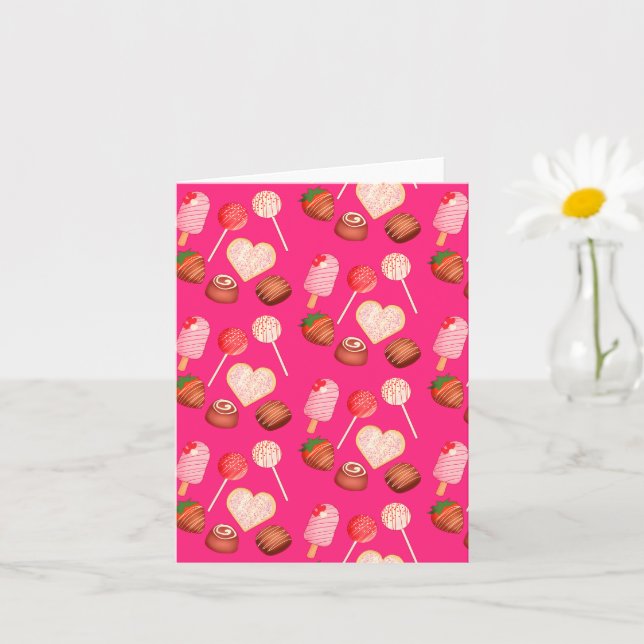 Cartão Padrão de guloseimas e doces do dia dos namorados (Planta pequena)